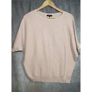 Quince Women Lightweight Cotton Cashmere Link-Stitch Dolman Sweater Pink MEDIUM